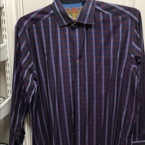 Robert Graham Purple Striped Large Shirt